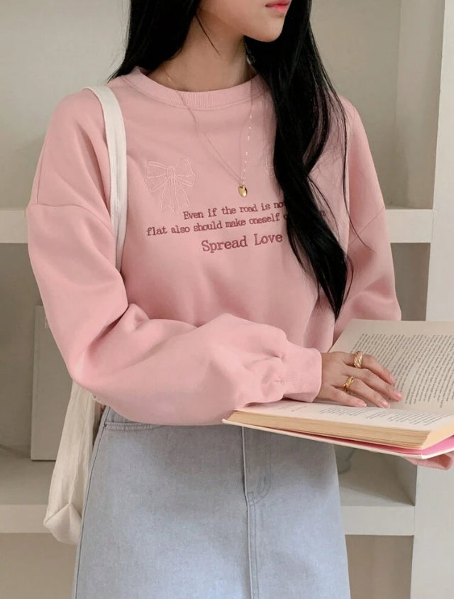 Sudadera corta bordada oversize de felpa E25MS01