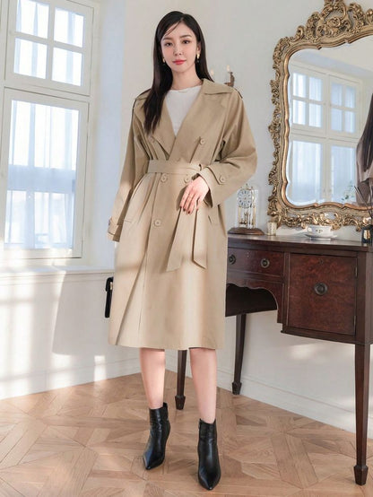 Abrigo de Doble Botonadura con Correa de Hombro (324)