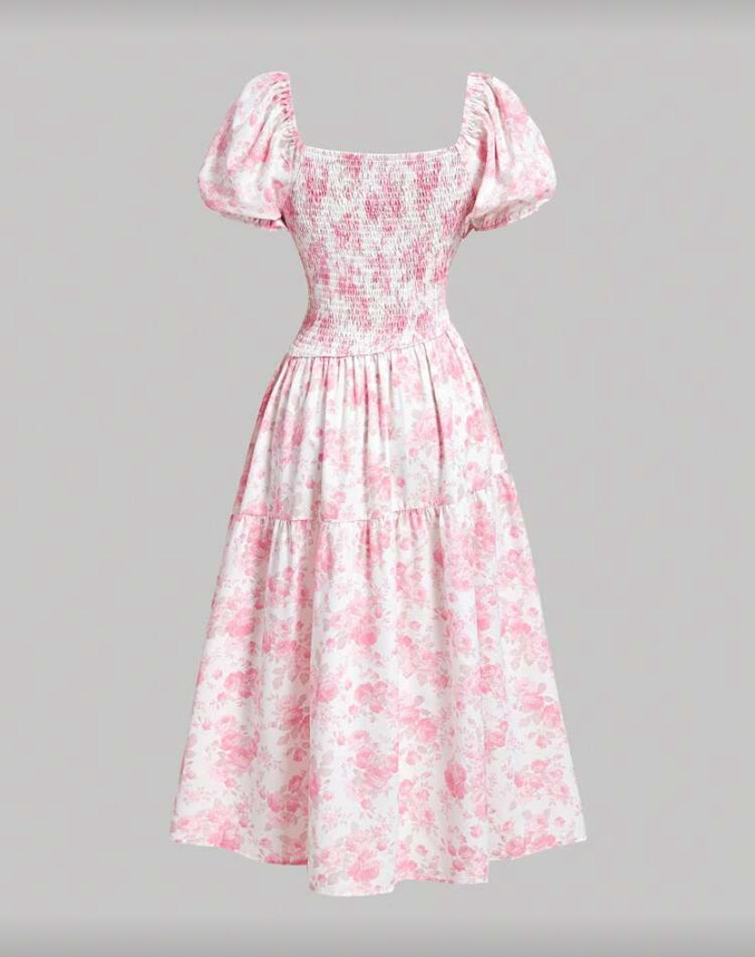 Vestido largo con flores F26XW06 🔴