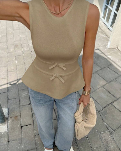 Blusa sin mangas con nudo D25WX07