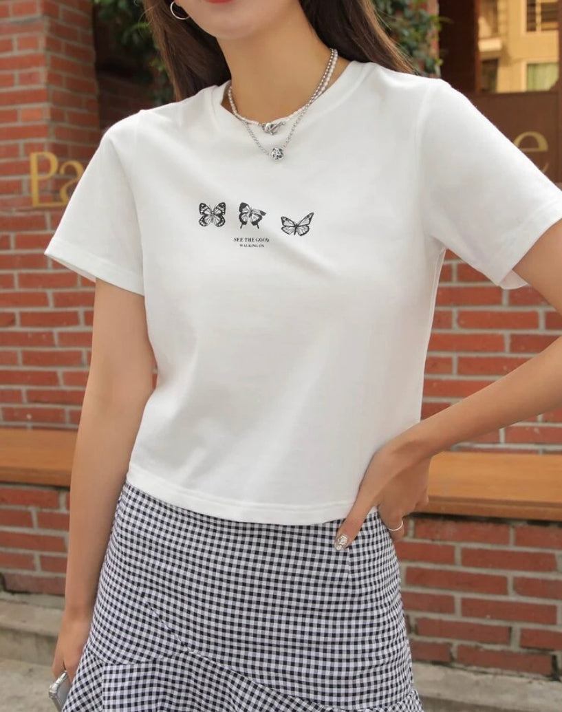 Camiseta con gráfico de mariposa A25PH05