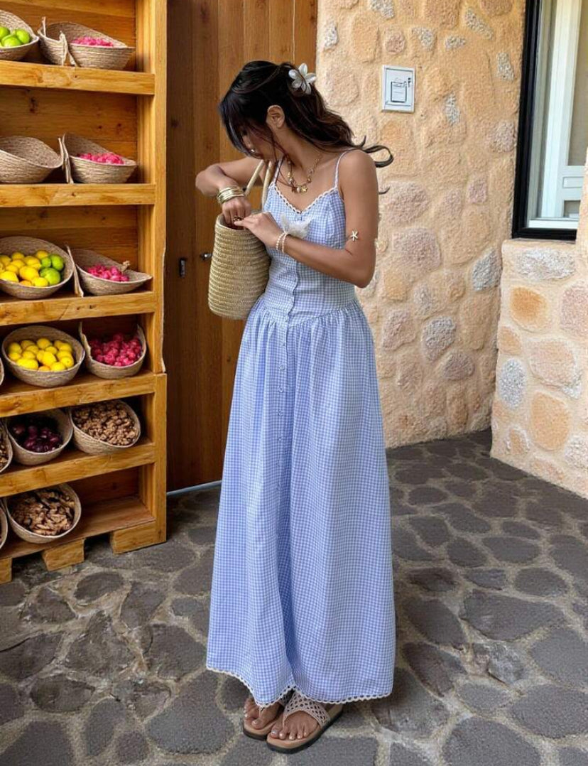 VESTIDO CON BOTONES A CUADROS JL26AB05