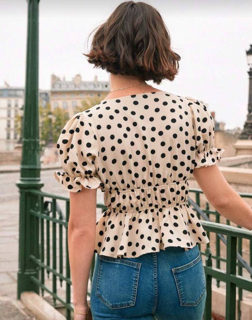 Blusa con dobladillo casual  F26YA02 🔴