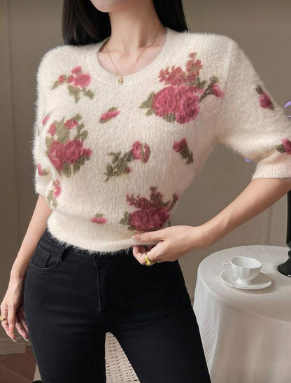 Blusa elegante con estampado floral E26XN03