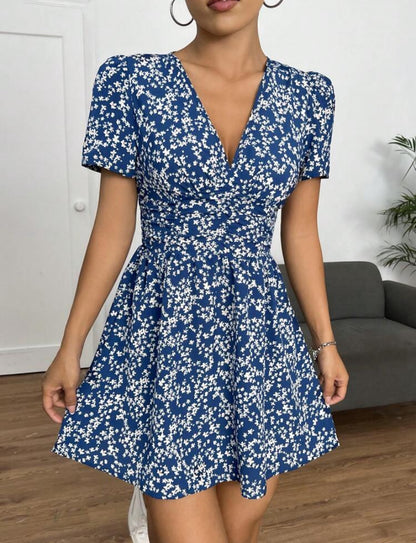 Vestido Corto de verano con manga abullonada A25PF03