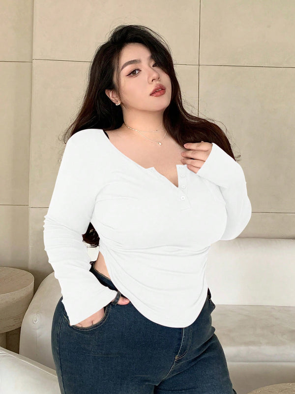 Camiseta de Manga Larga y Botones HY01