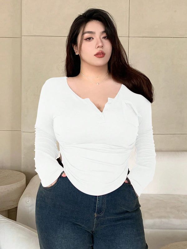 Camiseta de Manga Larga y Botones HY01