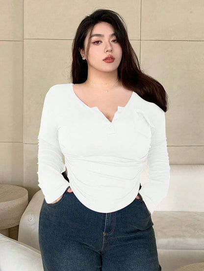 Camiseta de Manga Larga y Botones HY01