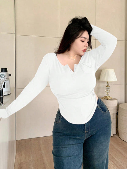 Camiseta de Manga Larga y Botones HY01