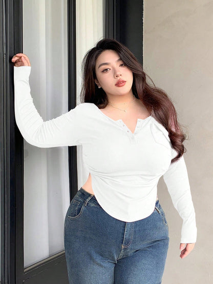 Camiseta de Manga Larga y Botones HY01