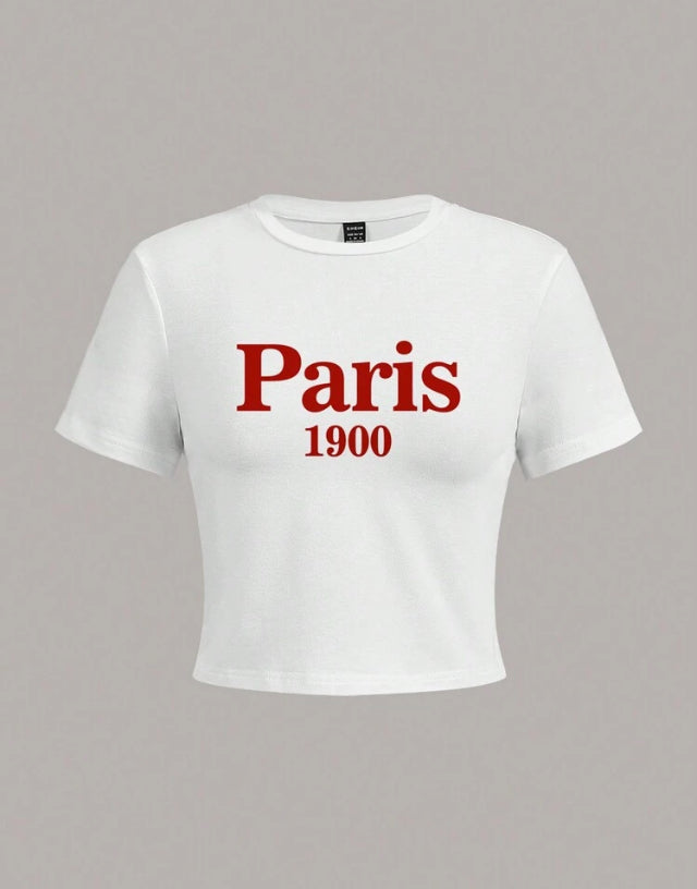 Camiseta con estampado de logotipo de París E25MÑ01