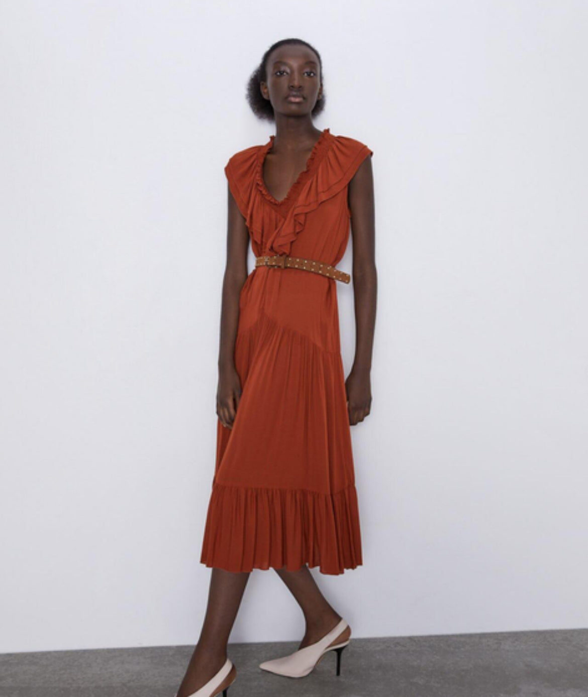 Vestido Zara rojo ladrillo BF07