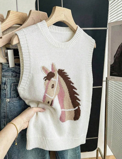CHALECO DE PUNTO ESTAMPADO DE CABALLO J26AR08