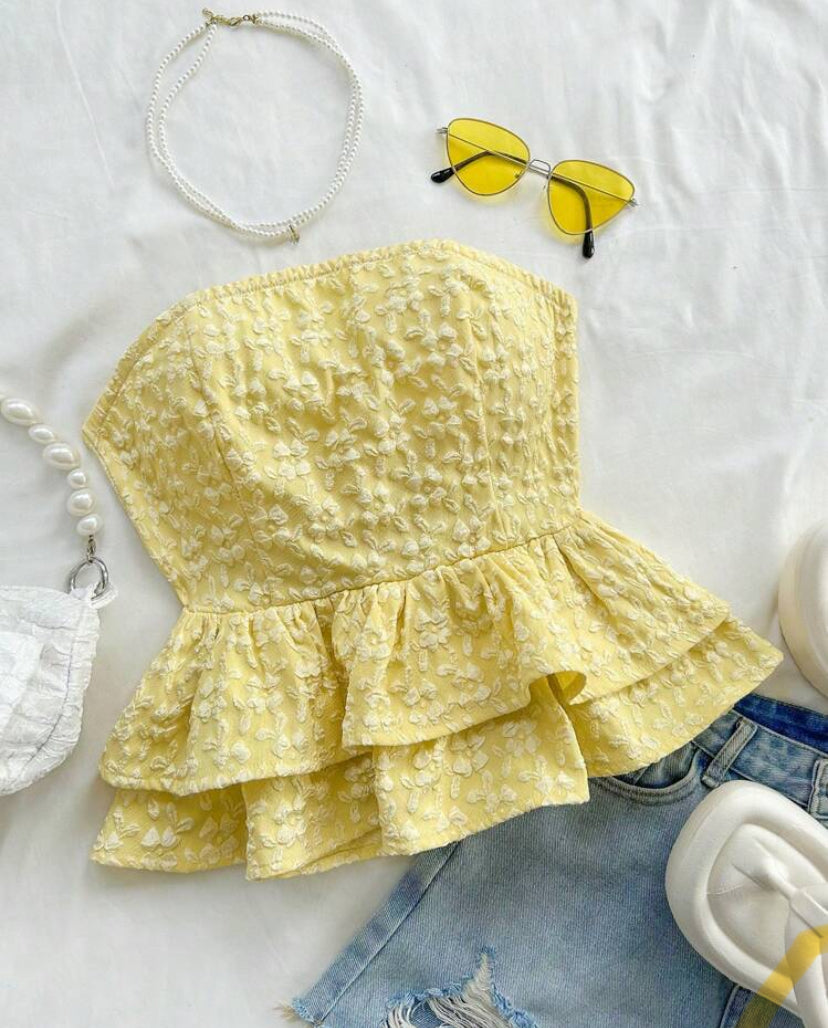 Blusa amarilla casual de verano A25PW05