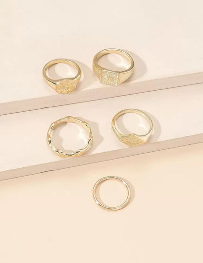 Simetría Perfecta 5 Piezas Anillos con Textura Z.F25NP08