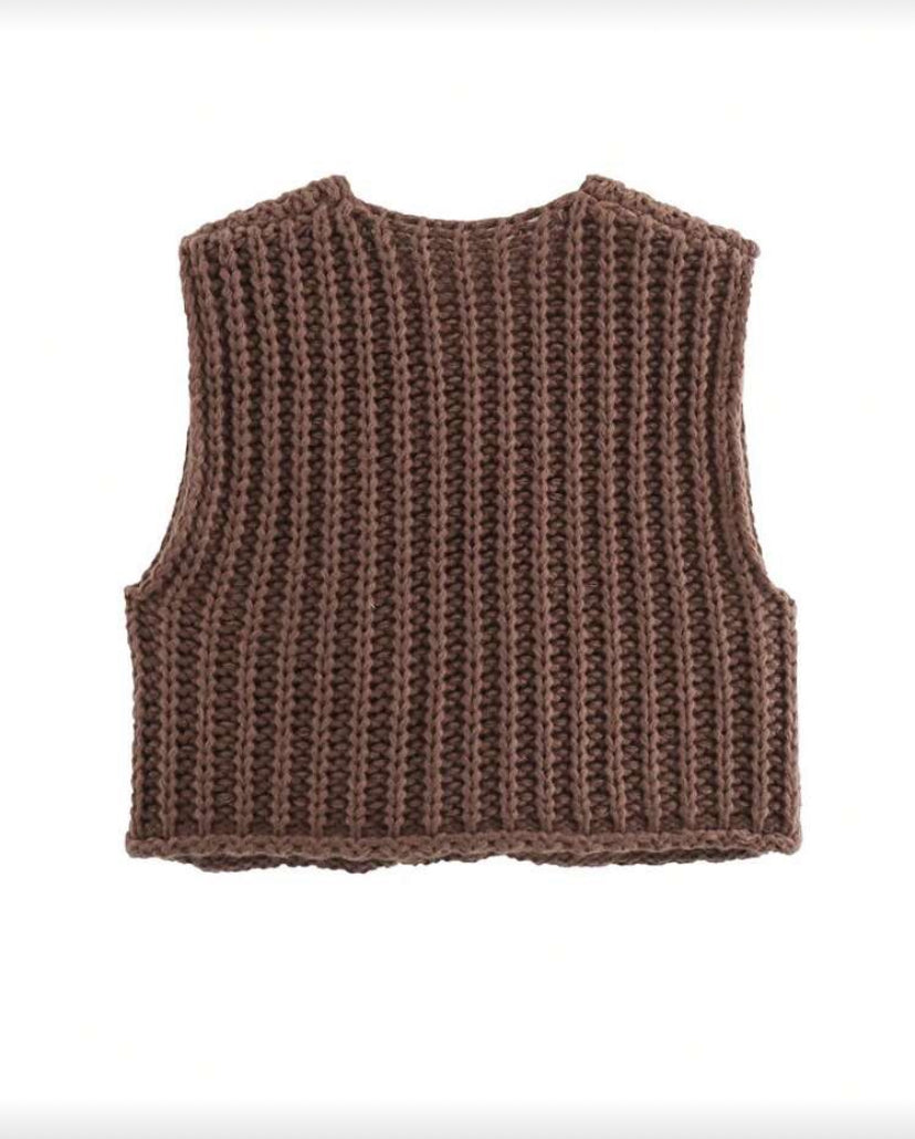 Cárdigan sin mangas unicolor F26YA01 💗