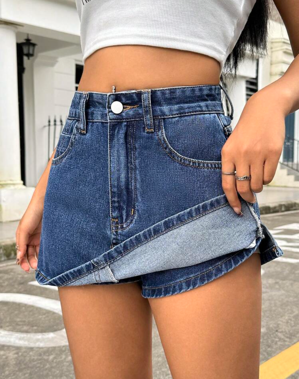 FaldaFlow Falda-pantalón informal cintura alta de mezclilla M25ÑV05