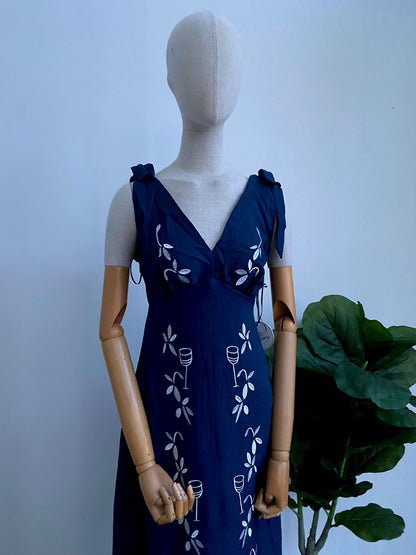 Vestido Vino floral azulado O25VÑ010