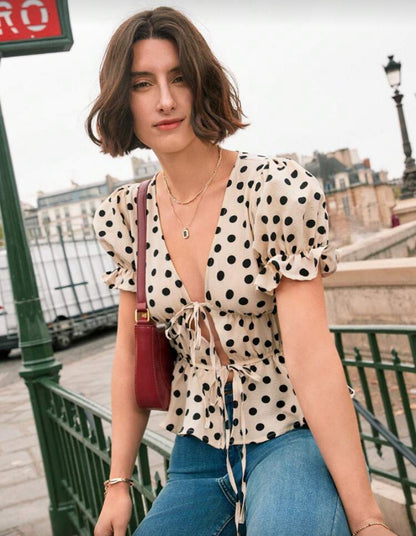 Blusa con dobladillo casual  F26YA02 🔴