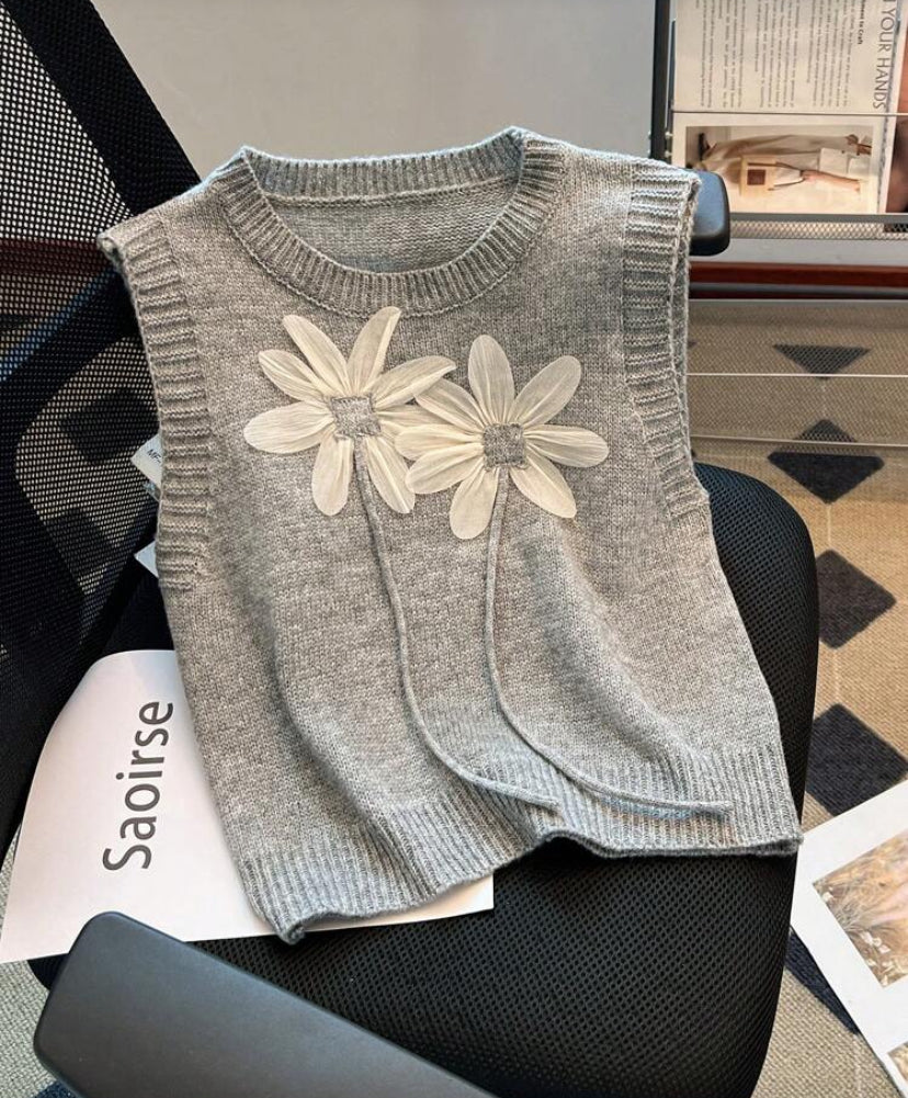 Chaleco sin mangas con flores 3D N25WM010