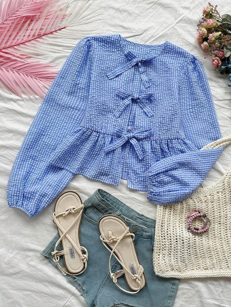 Blusa a Cuadros con Lazo N25WQ02