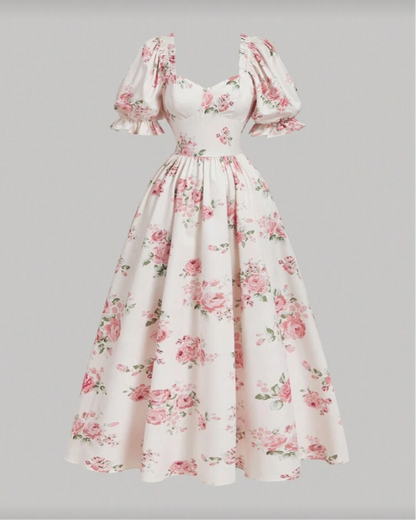 Vestido floral de manga abullonada O25VW07