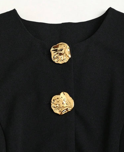 Blazer básico  sin mangas con botones metálicos A25QH05