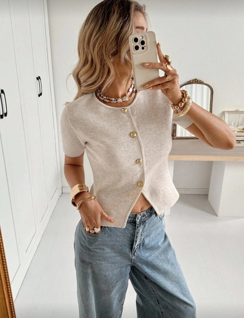 Blusa manga larga corta elegante de punto N25WP09