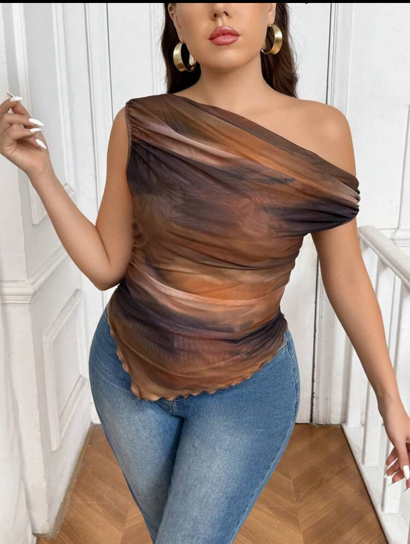 Top entallado sin mangas con estampado romántico A25PP07