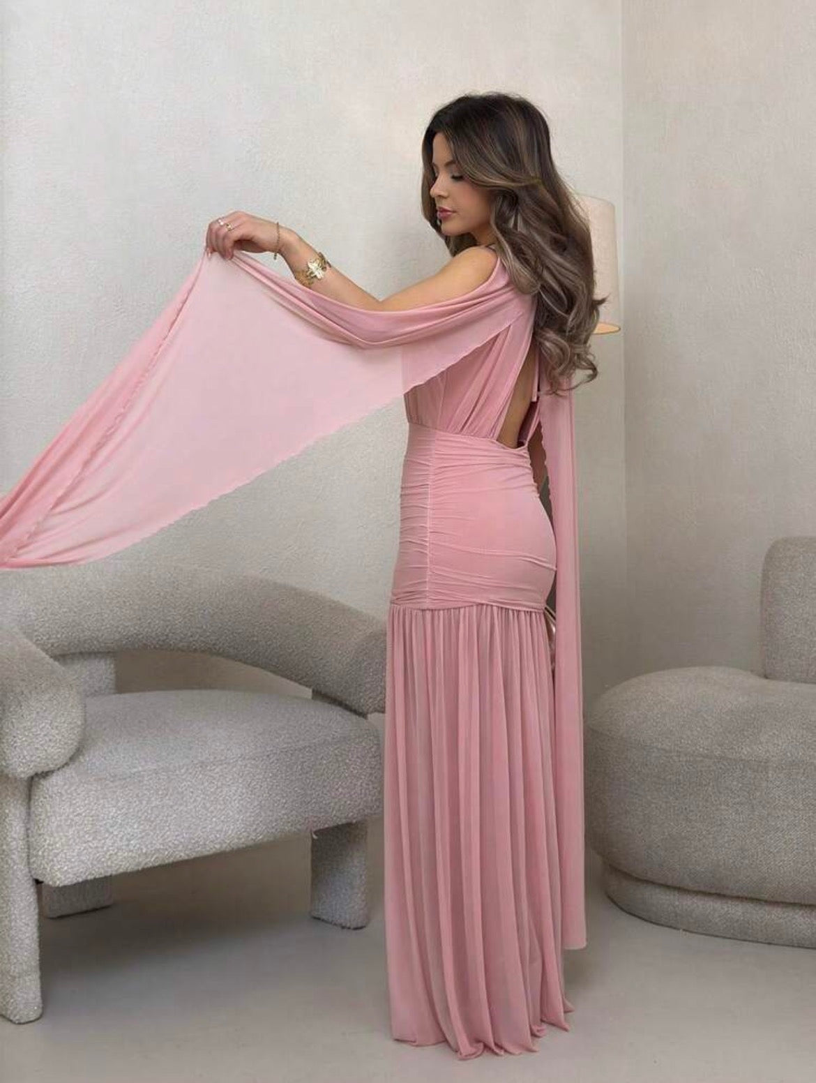 VESTIDO LARGO PLISADO