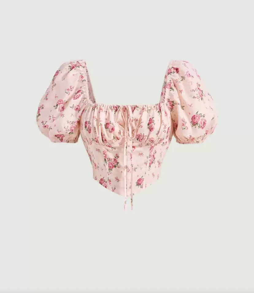 Blusa floral con lazo E26XP06