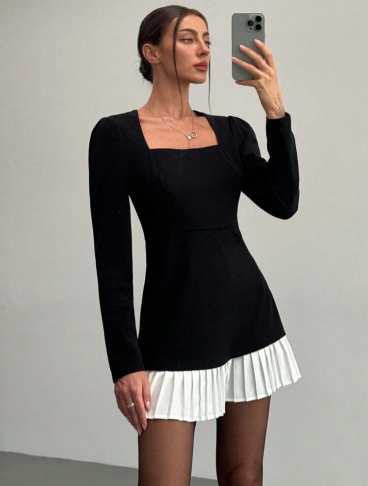 Vestido susurro de sombra manga larga S25UN07