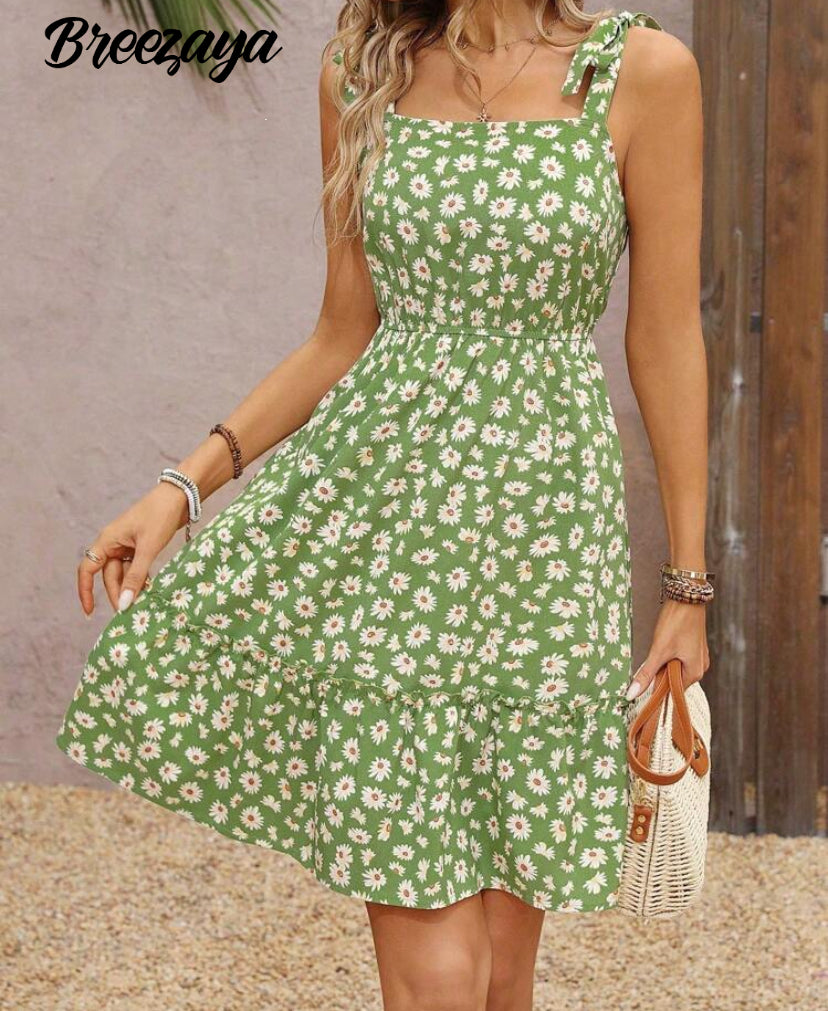 Mini vestido de tirantes de espagueti con estampado floral A25PS07