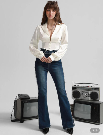 Blusa de manga larga con botones J25TC07