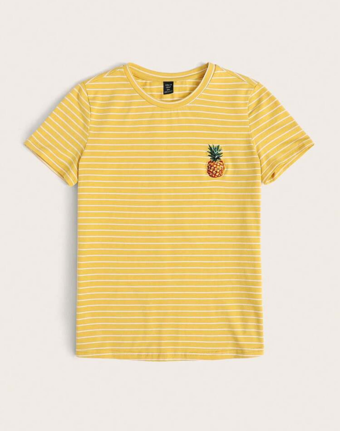 Camiseta a rayas con bordado de piña A25PX03