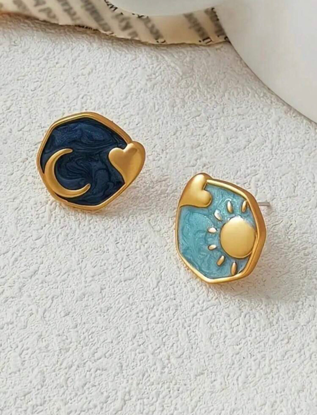 Pendientes de botón personalidad de Luna y sol P A25QD04