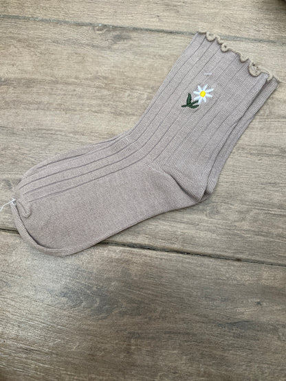 Calcetines con Bordado de Flor A25EF09