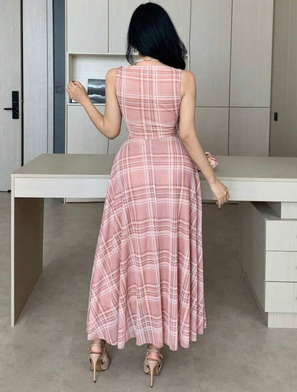 Vestido sin mangas a cuadros AG26BB010