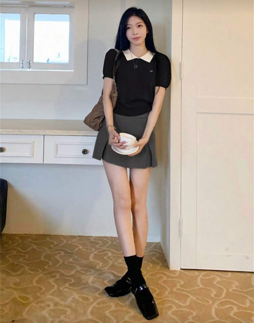 Blusa manga corta con cuello N25WN08