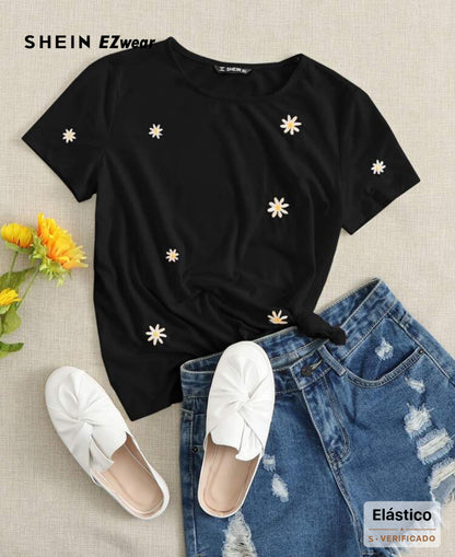 Camiseta bordado floral A25PW03