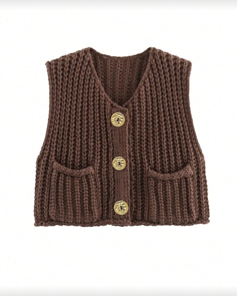 Cárdigan sin mangas unicolor F26YA01 💗