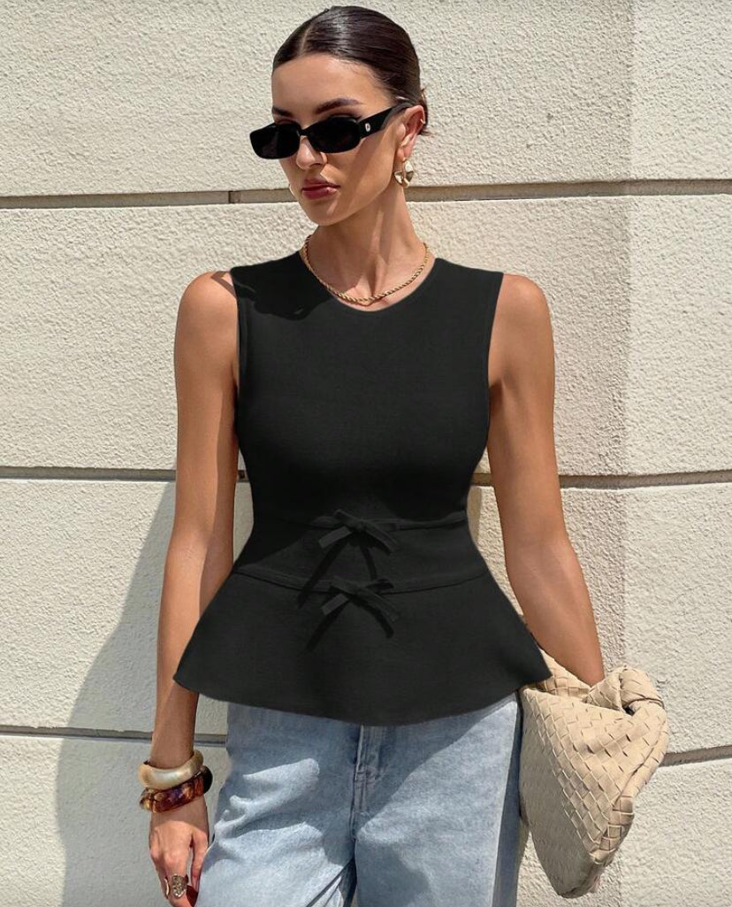 Blusa lineal con lazo E26XN08