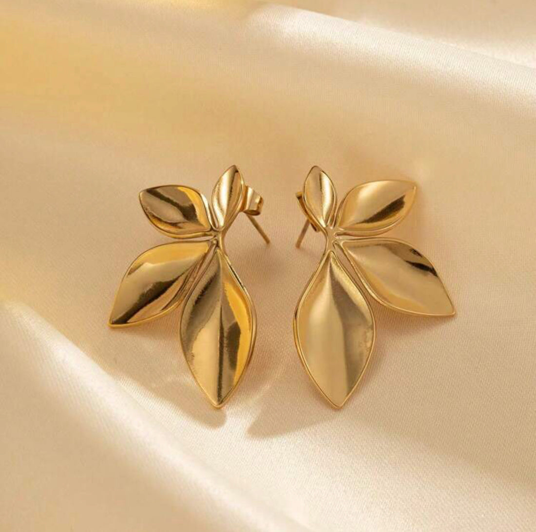 Pendientes de botón estampado floral A25QG07