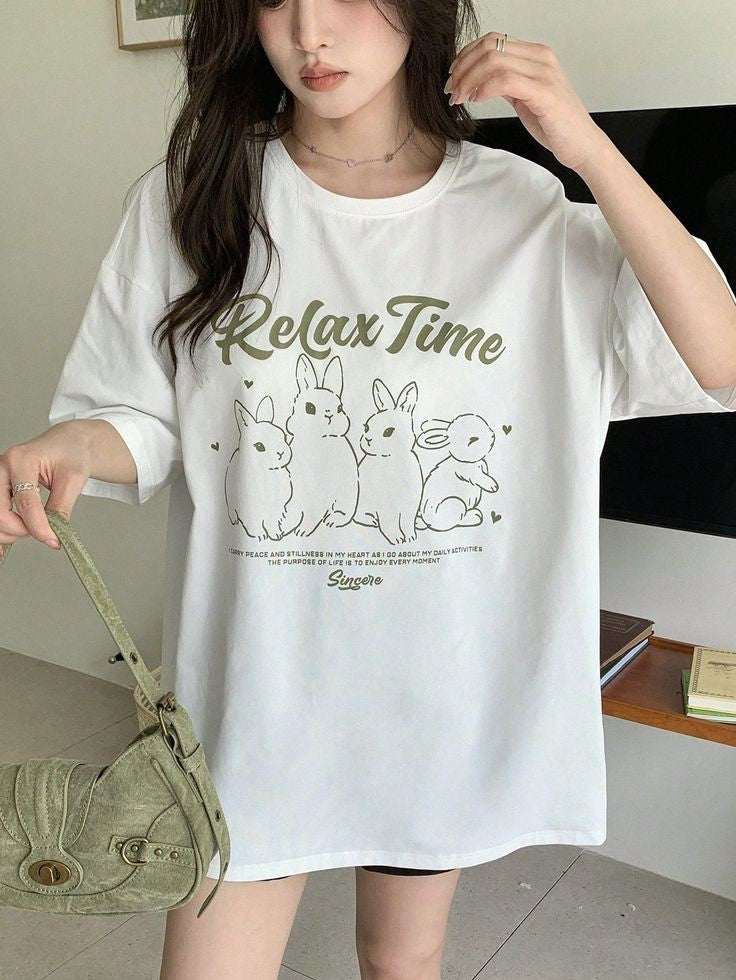 Camiseta con Estampado de Conejo A25JE09