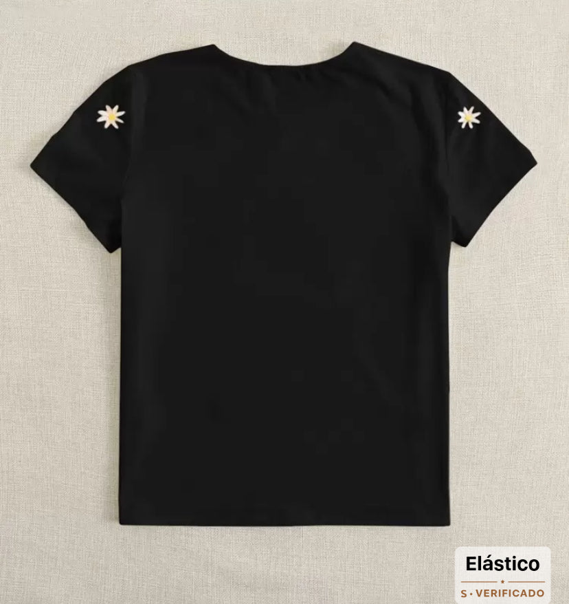 Camiseta bordado floral A25PW03