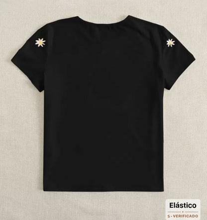 Camiseta bordado floral A25PW03