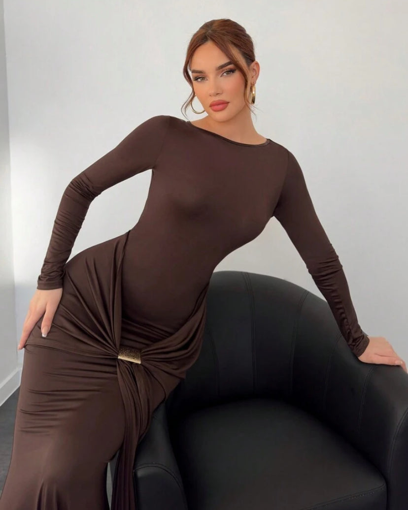 Vestido avellana nocturna S25UU02