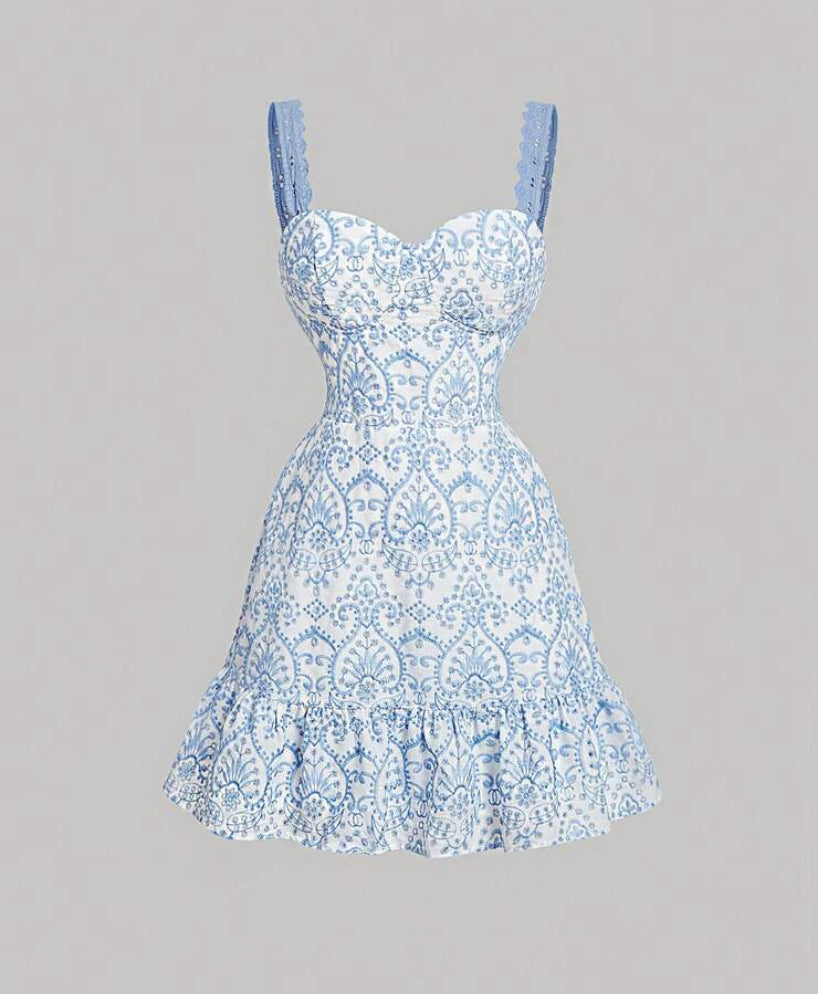 Vestido vintage para mujer de estilo de resot con bordado A25PV07