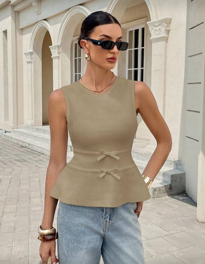 Blusa sin mangas con nudo D25WX07