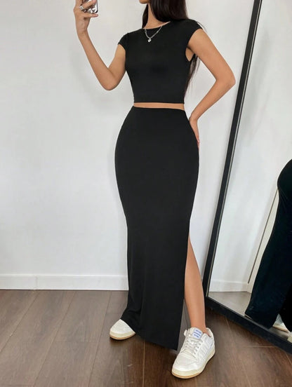 Conjunto Top y falda larga Estilo sombra M25ÑW04
